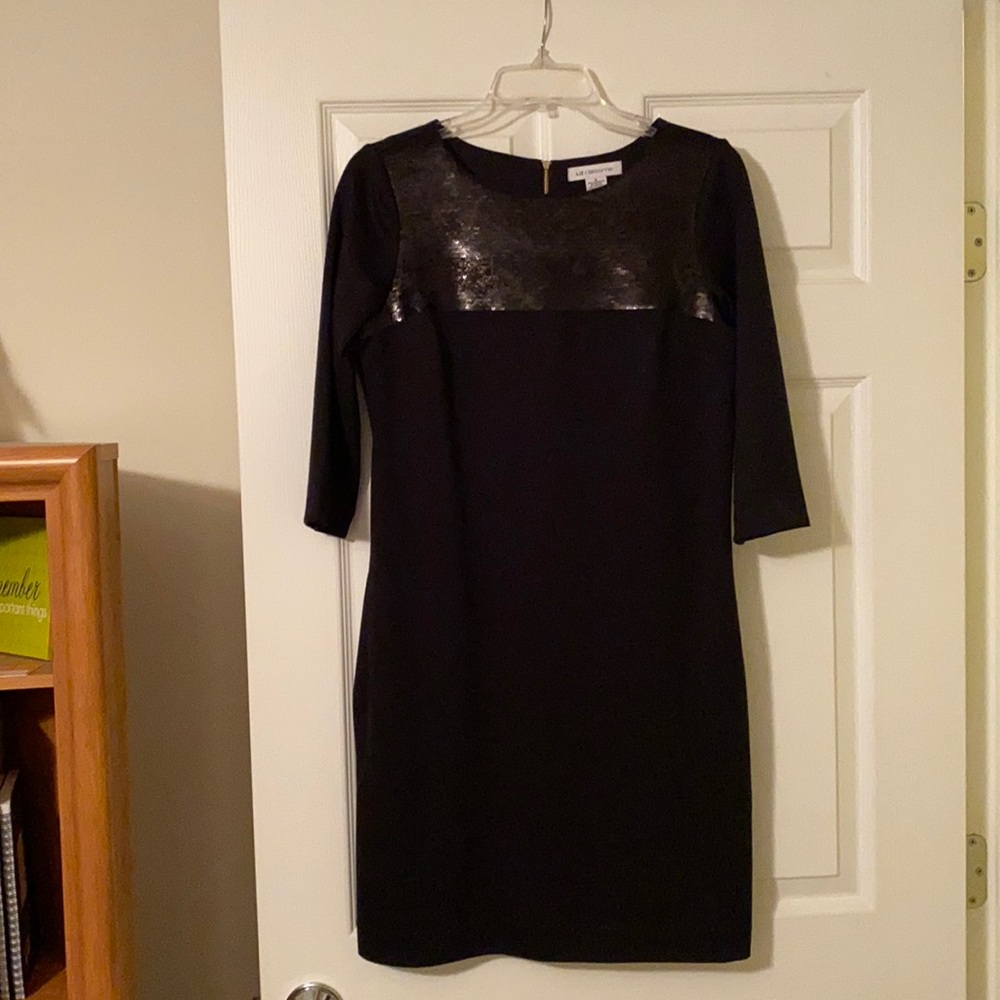 Liz Claiborne little black dress with sequin accent.
